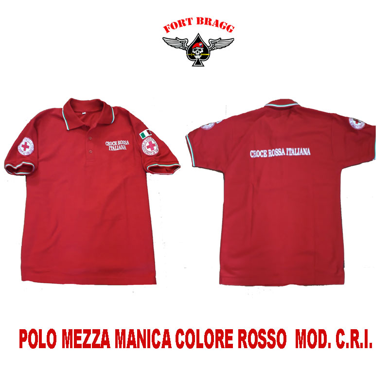 Generico Polo Croce Rossa Mezza Manica Rossa Ricamata da CAPITOLATO