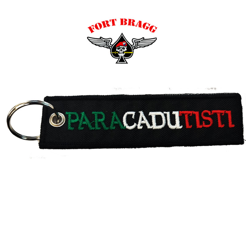 PORTACHIAVE IN STOFFA CON SCRITTA PARACADUTISTI TRICOLORE